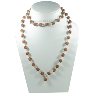 4 Mukhi Rudraksha Mala/Four Face Rudraksha Rosary/Brahma Mala 54+1 - Made in Pure Silver