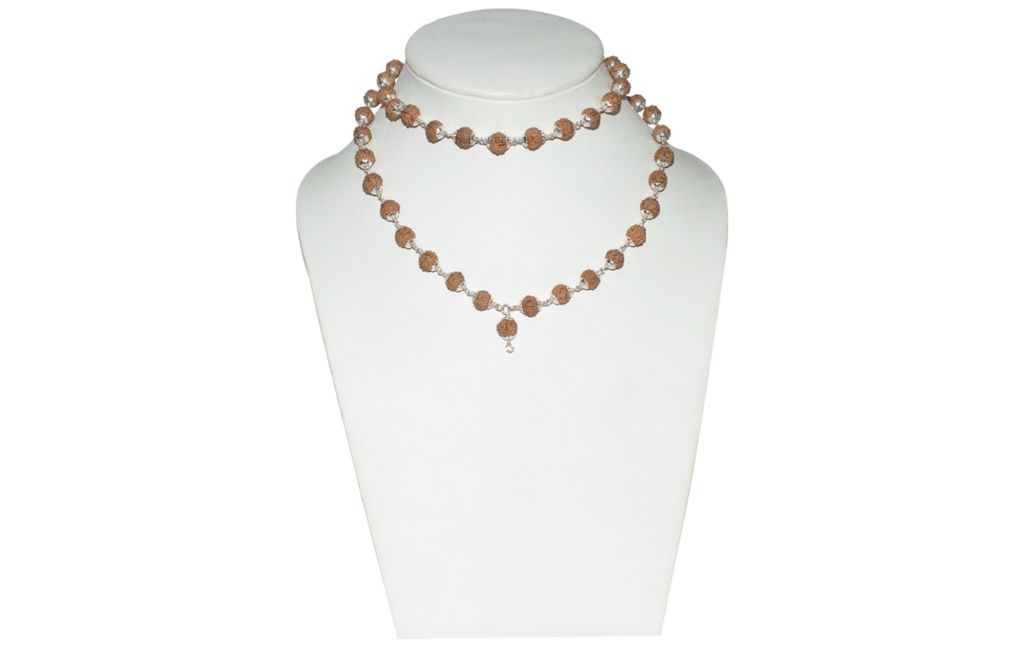 6 Mukhi Rudraksha Mala/ Six Face Rudraksha Rosary/ Kartikey Mala 54+1 - Made in Pure Silver