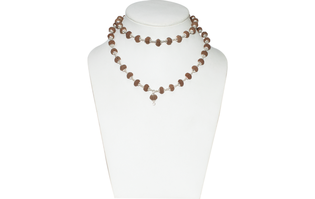 8 Mukhi Rudraksha Mala/Eight Face Rudraksha Rosary/ Ganesha Mala/ Vighanharta Mala 54+1 - Made in Pure Silver