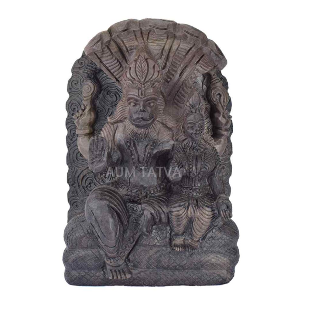 Shree Lakshmi Narsimha Idol in Red Shaligram AUMSHI40
