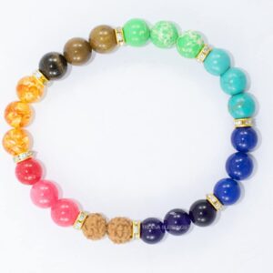 Rudraksha and Stone Semiprecious Stone Bracelet