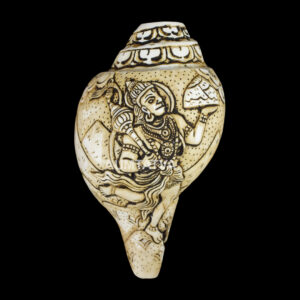 Lord Hanuman Ji carved in Vamavarti Left hand Shankh
