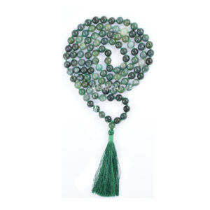 Moss Agate Semiprecious Stone Mala