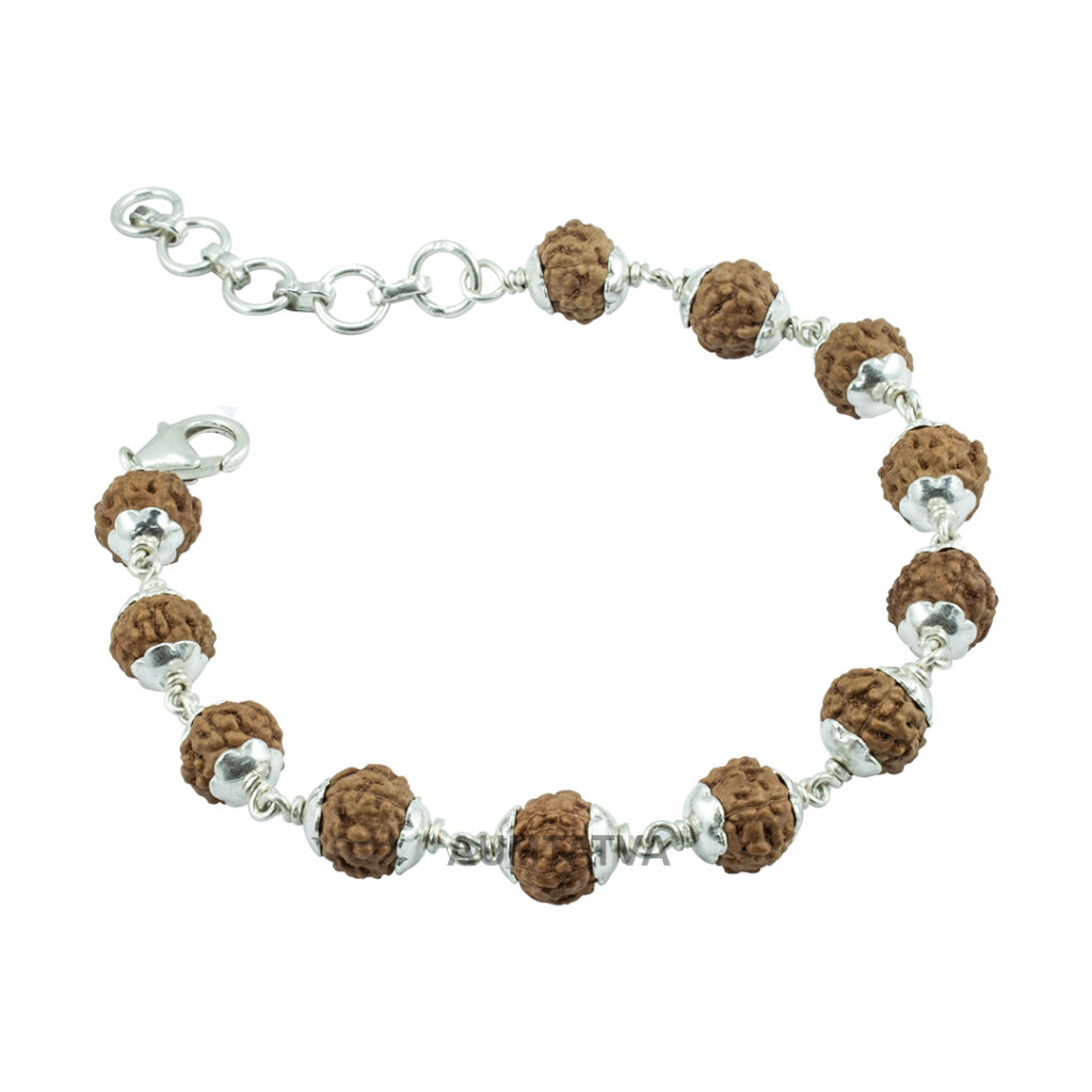 6 Mukhi Rudraksha Bracelet/ Kartikey Bracelet / Six Face Rudraksha Bracelet - Made in Pure Silver