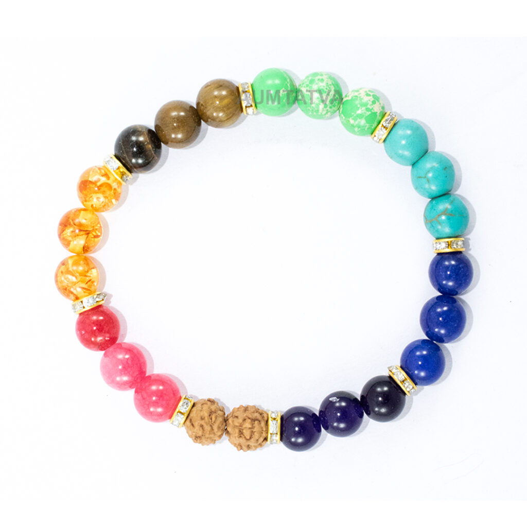 Rudraksha and Semiprecious Stone Bracelet